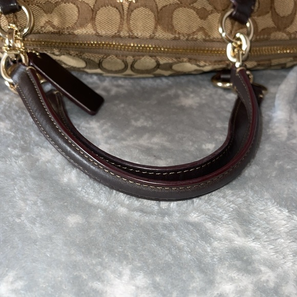 Coach Signature Mixed Leather Satchel/ crossbody / tote bag Brown - Picture 9 of 13